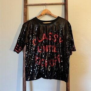 Judith March Black and Red Sequin Tee